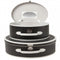 Black and White Leather Round Luggage Set