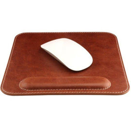 Brown Leather Mousepad with Wrist Rest