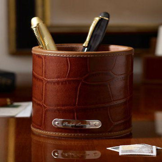 Brown Leather Pen and Pencil Holder