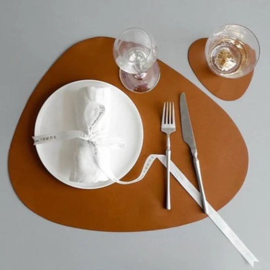 Brown Leather Triangle Table Mats