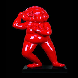 Copper Standing Boy Red Sculpture