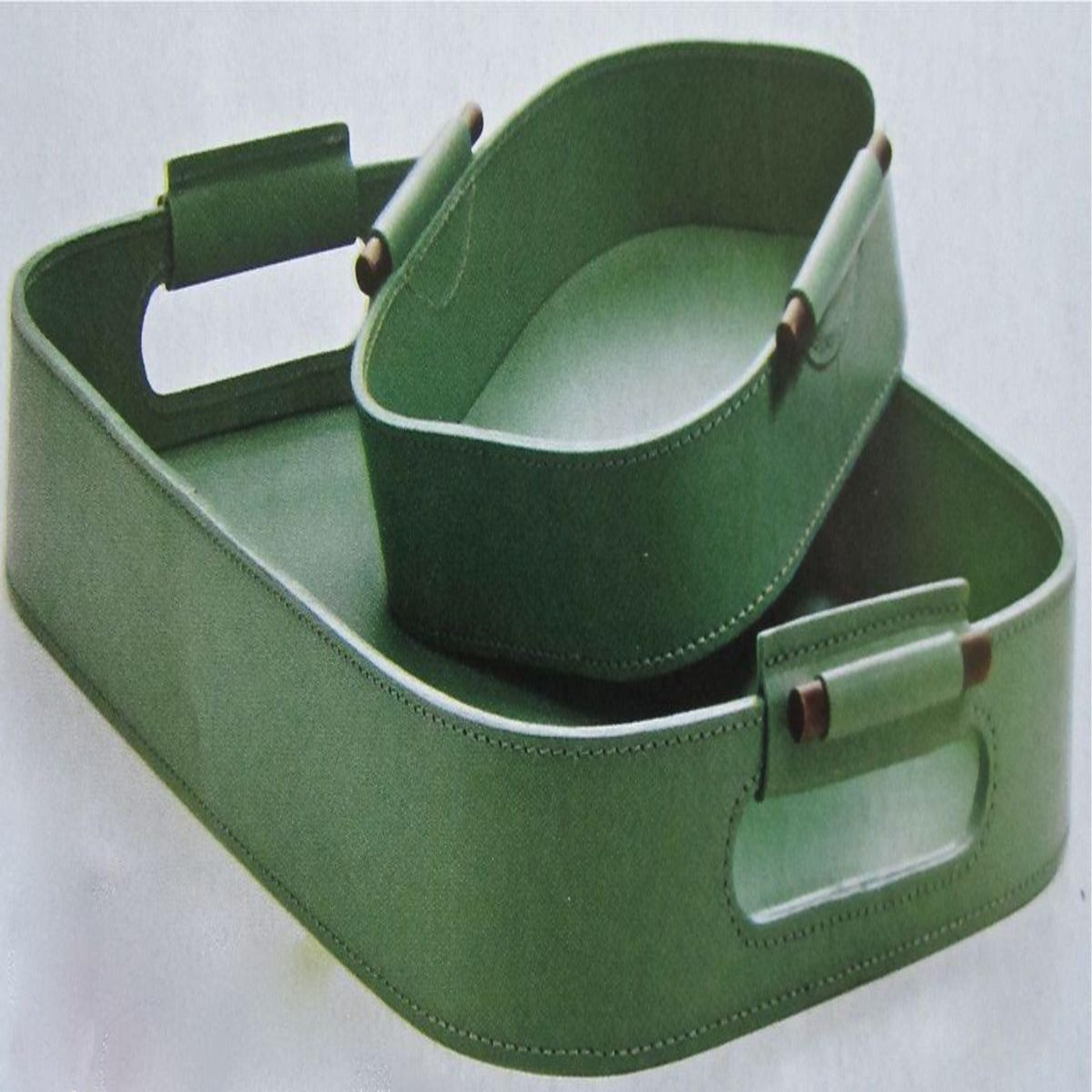 Crafted Green Square Leather Tray