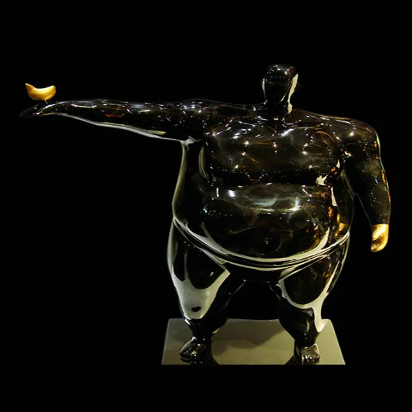 Damon Fighting Man Black Sculpture