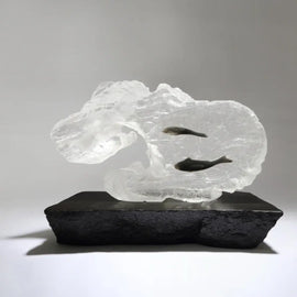 Do Yoon Crystal Sculpture With Wooden Base