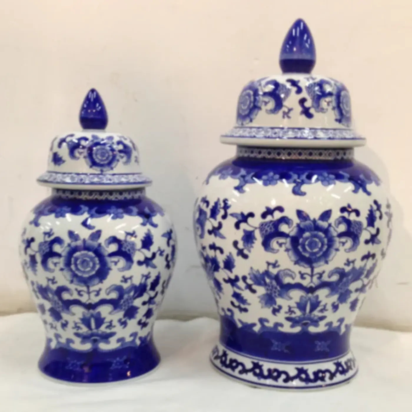 Harlows Blue and White Vases Set of 2