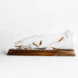 Jiwoo Wooden Base Crystal Glass Sculpture