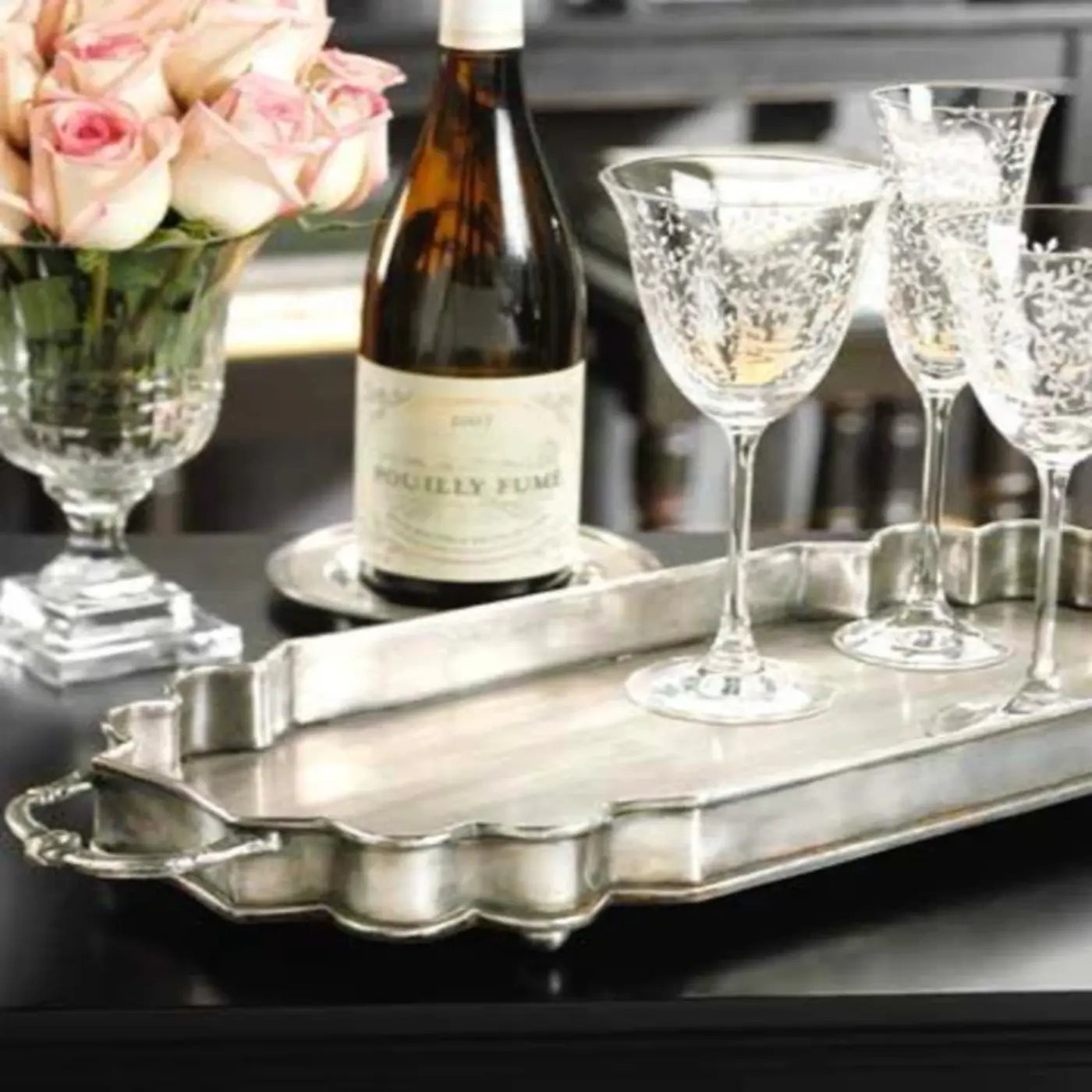 Legacy Modern Silver Plated Glass Tray