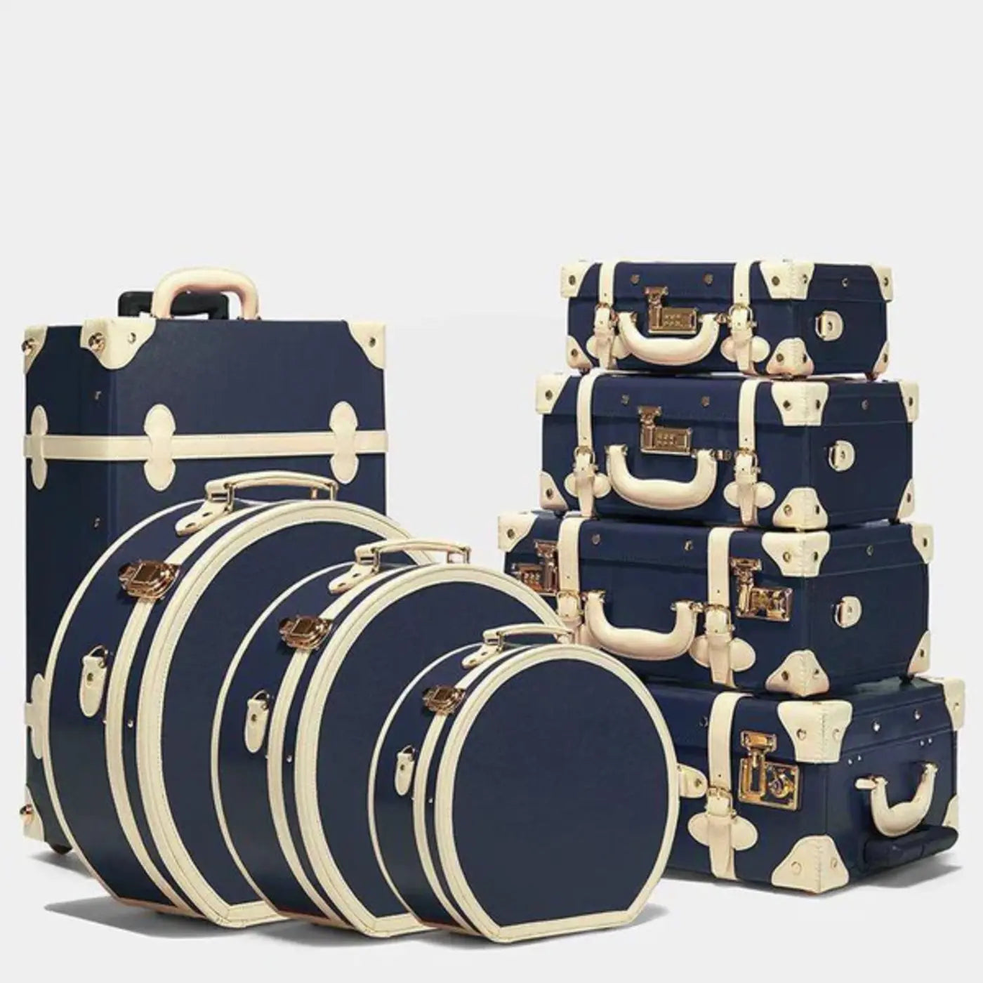 Luxury Blue Leather Luggage Set