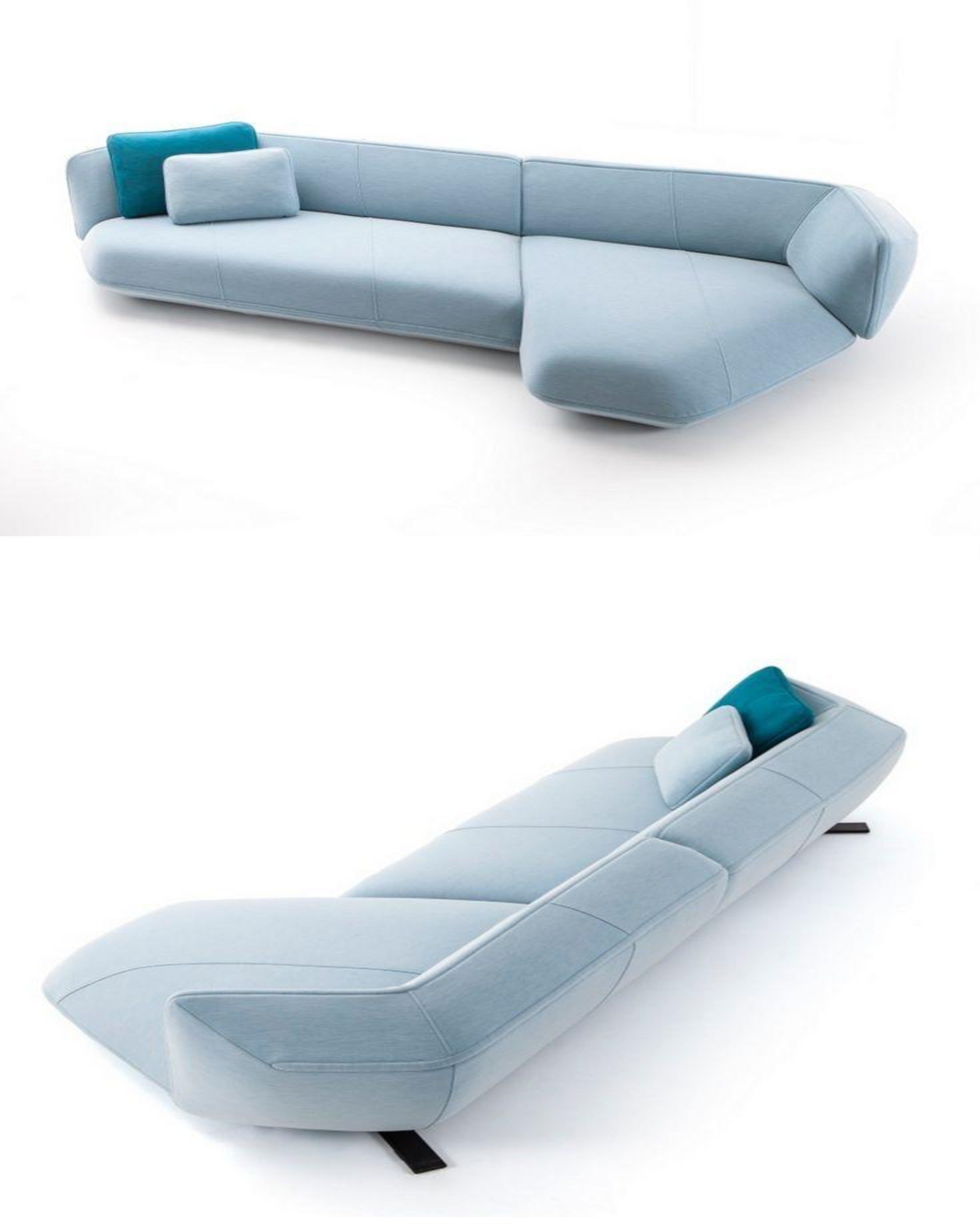 Sky Blue L Shape Sofa Set