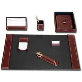 Pursuits Stylish Brown Leather Office Desk Set