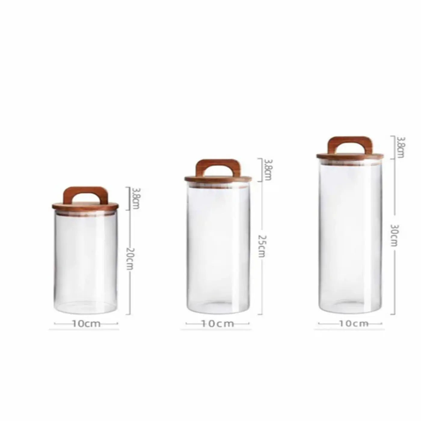 Round Shape Transparent Solid Glass Storage Jars With Wooden Lid