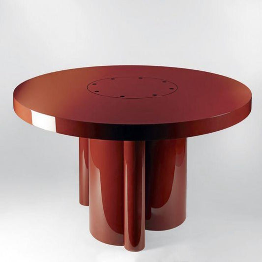 Sleek Red Round Side Table