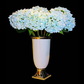 White Mix Blue Flower With Planter