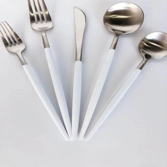 Ximen White Silver Finish Cutlery Set