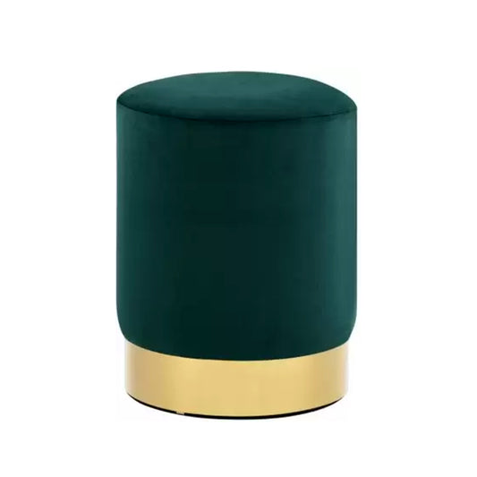 Sawyer Teal Green With Golden Metal Ottomans Pouffes