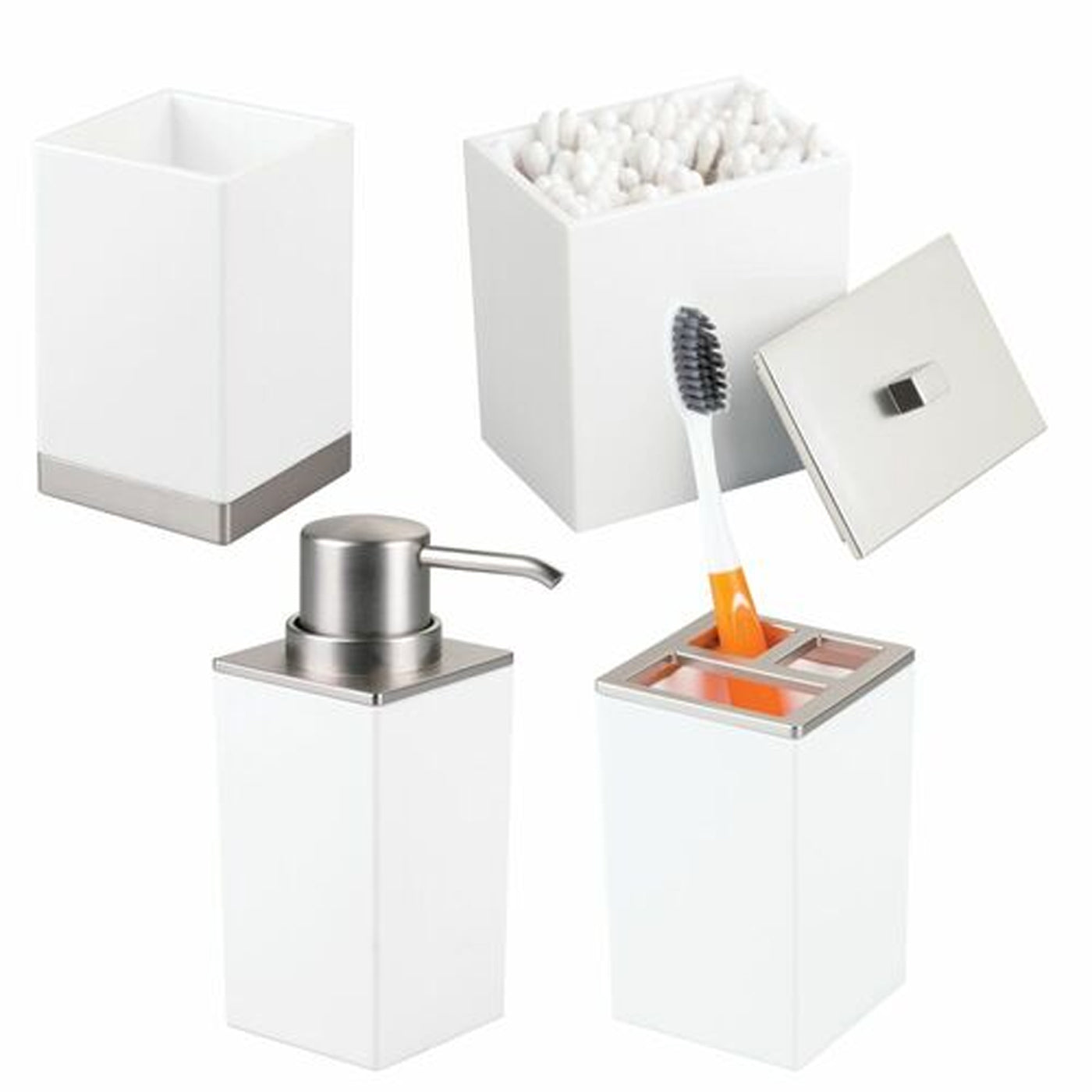 4 Piece Plastic Bathroom Vanity Accessory Set