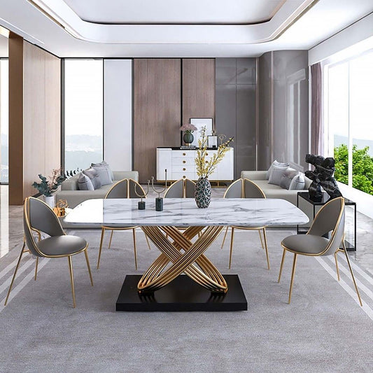 Henry Luxury Italian Marble Gold Base Dining Table