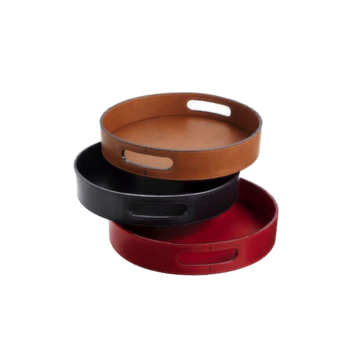 Taylor Multi Color Leather Round Tray Set Of 3