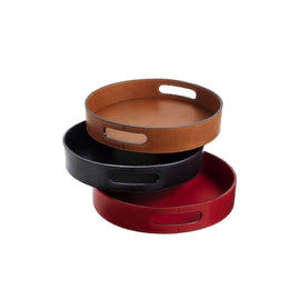 Taylor Multi Color Leather Round Tray Set Of 3