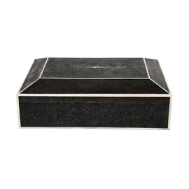 Lessa Large Exotic Shagreen Black And White Inlay Jewelry Box