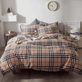 Enemy brown check printed Bed Sheets