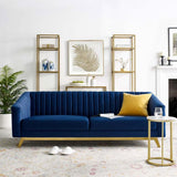 Haley Modern Velvet Blue 2 Seater Sofas