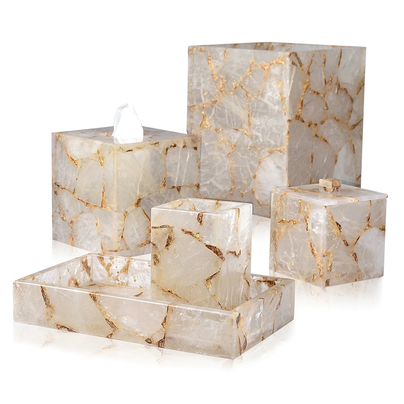 Gemstone Rock Crystal Bathroom Accessories Set