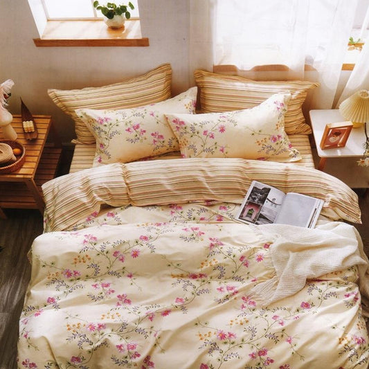 Frantz Fresh Floral pitch  Cotton Duvet Cover Bed Sheets