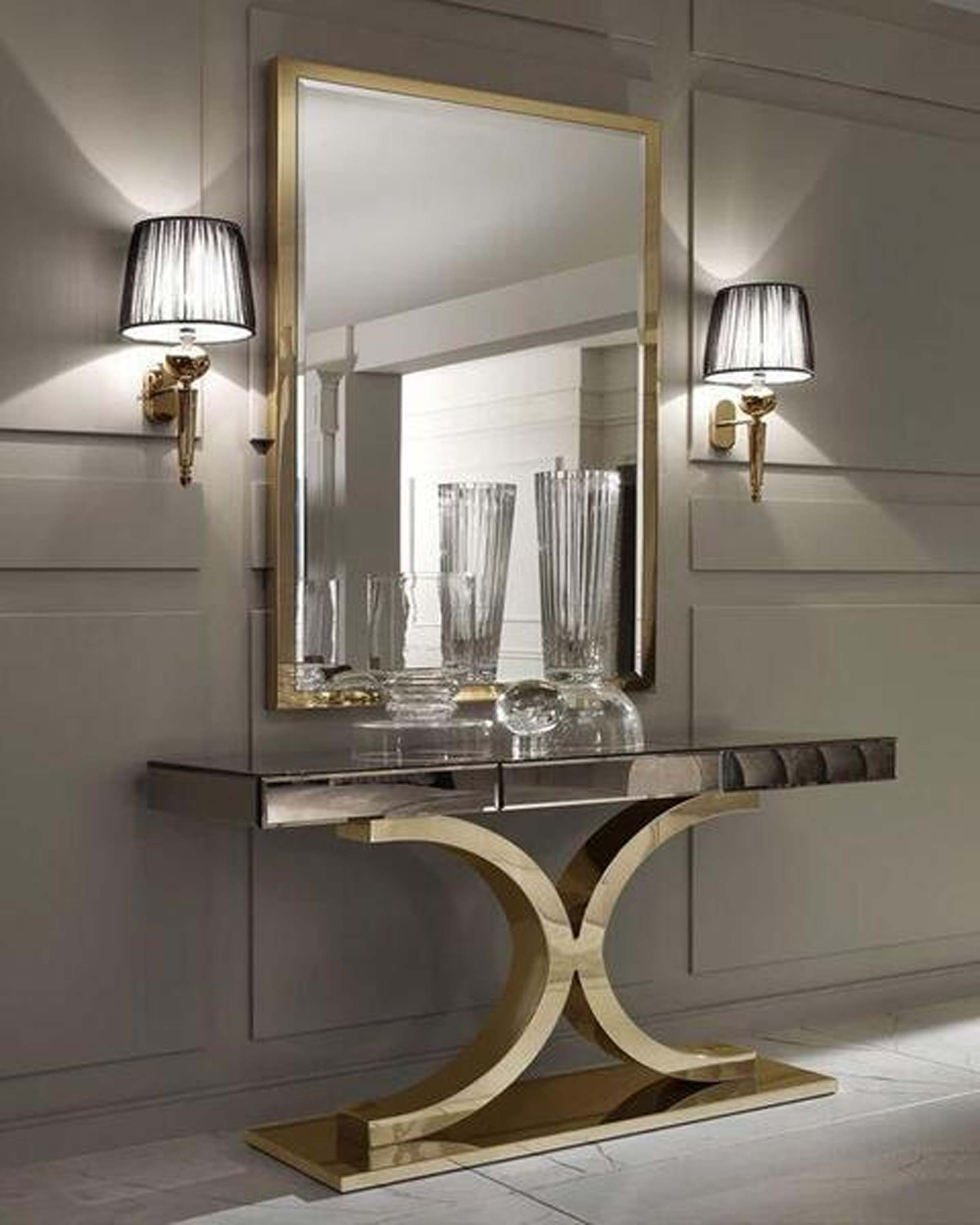 Leo Golden Metal Frame Console Table