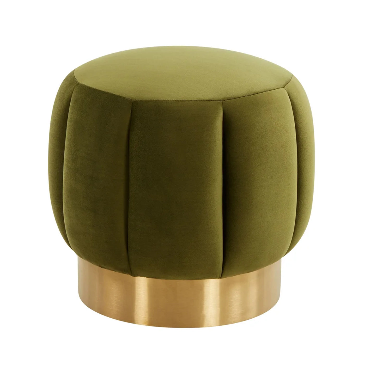 Daksh Quilted Green Gold Metal Ottomans Pouffes