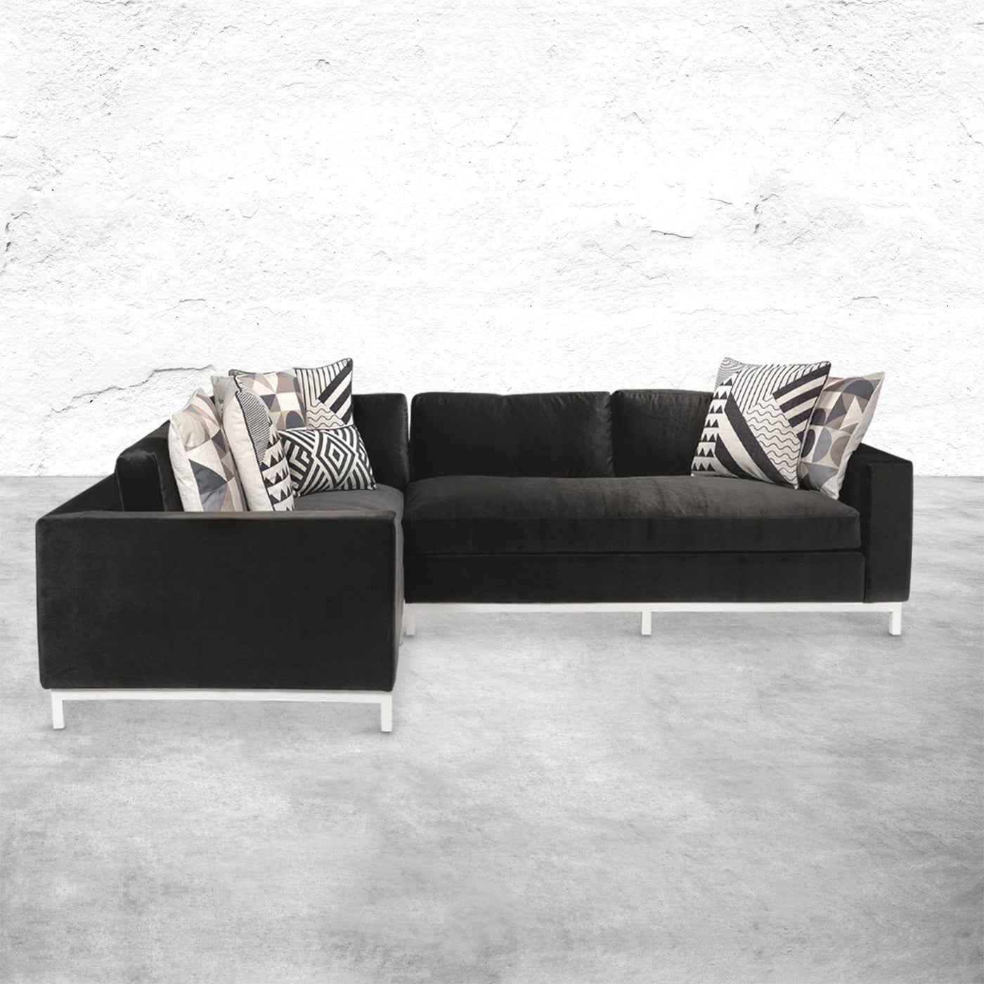 Carson Black Luxury L Shape Modern5 Seater Sofas