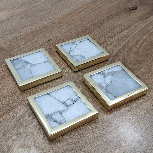 Mauna Set of 4  Marble Plated and Coasters