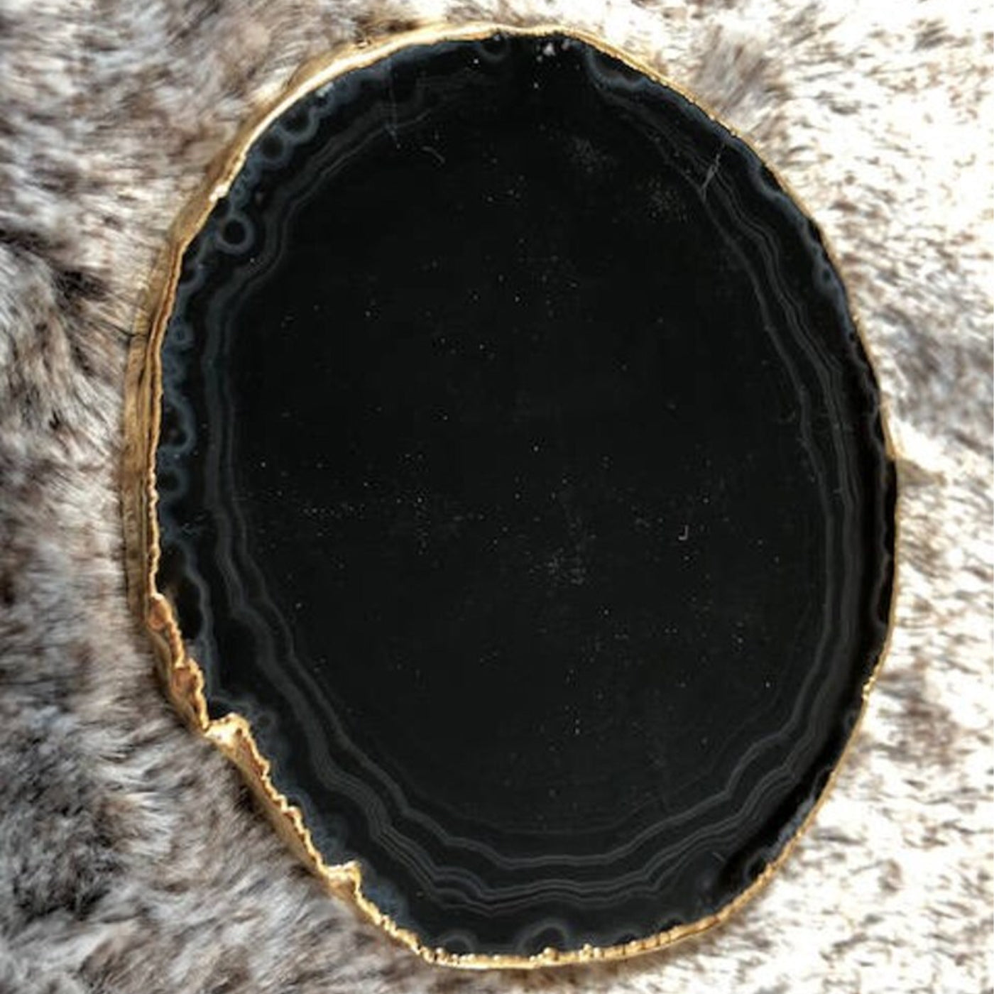 Malia Black & Gold Geode Shaped Resin Coasters for Home Bar- Set of 4