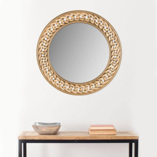 Sapio Braided Chain Round Gold Framed Wall Mirror