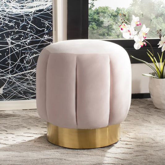 Ryder Golden Metal Pink Ottomans Pouffes