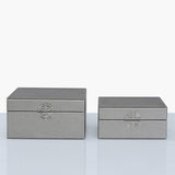 kavain Gray Leather Boxes Set of 3