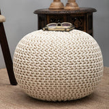 Dustup Luxury White Round Ottomans Pouffes