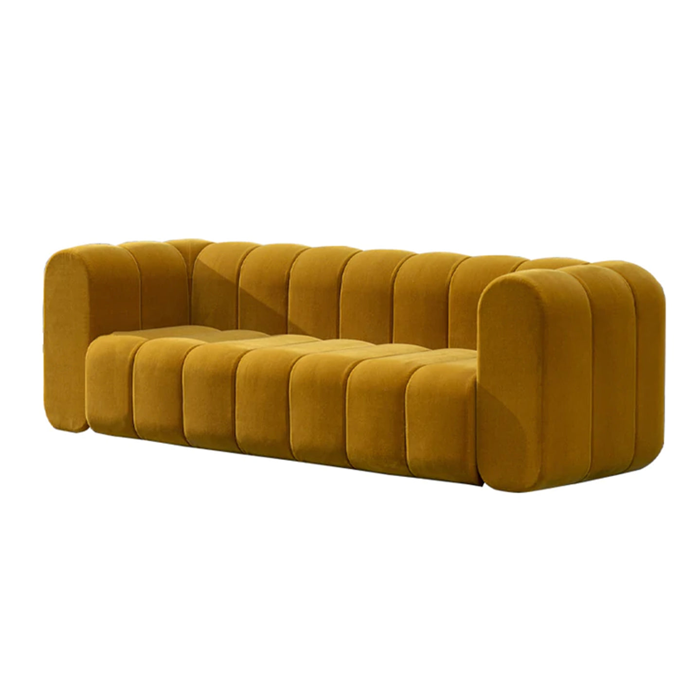 Parker Mustard  Yellow Modern  Velvet Three Seater Sofas