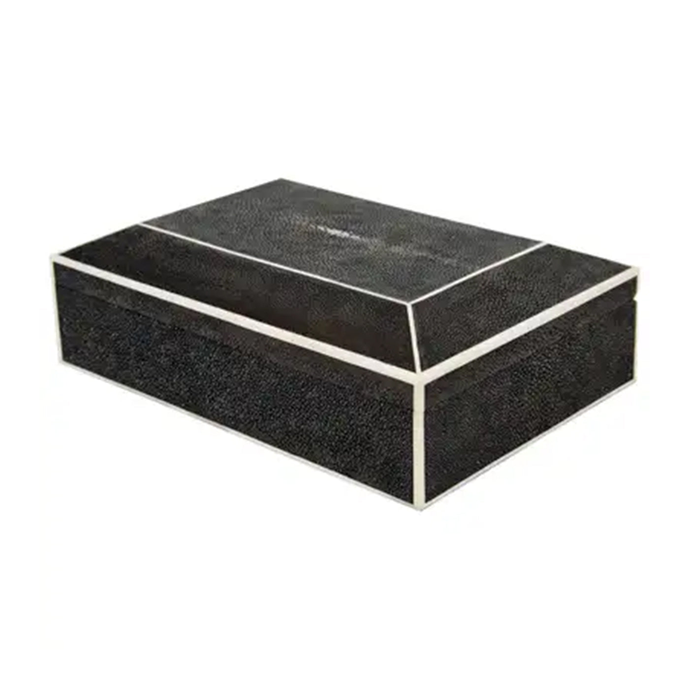 Lessa Large Exotic Shagreen Black And White Inlay Jewelry Box