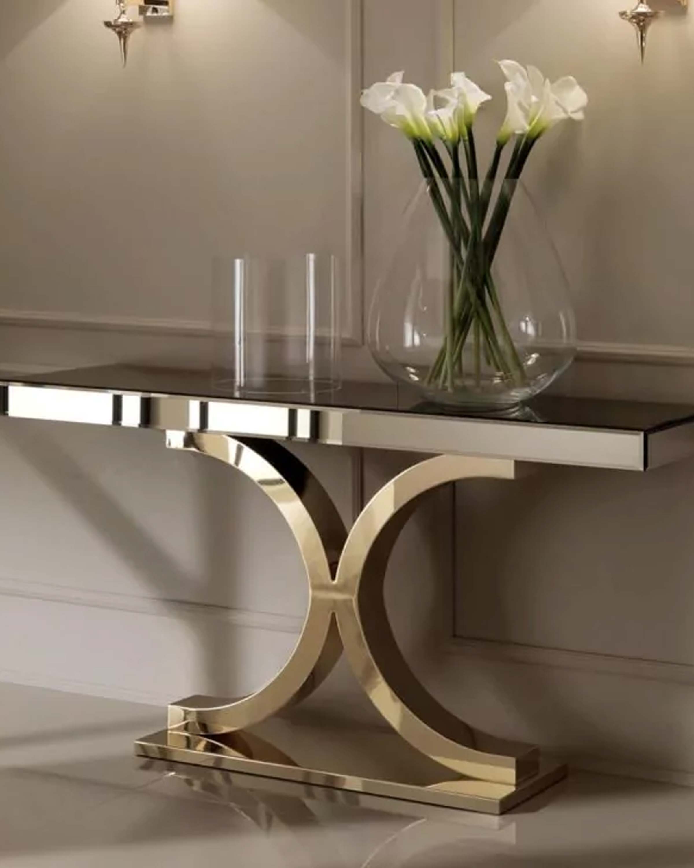 Leo Golden Metal Frame Console Table