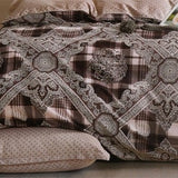 Hereto Indian  Brown  Handmade Bed sheets with 2 Pillow Cover-Pure Cotton