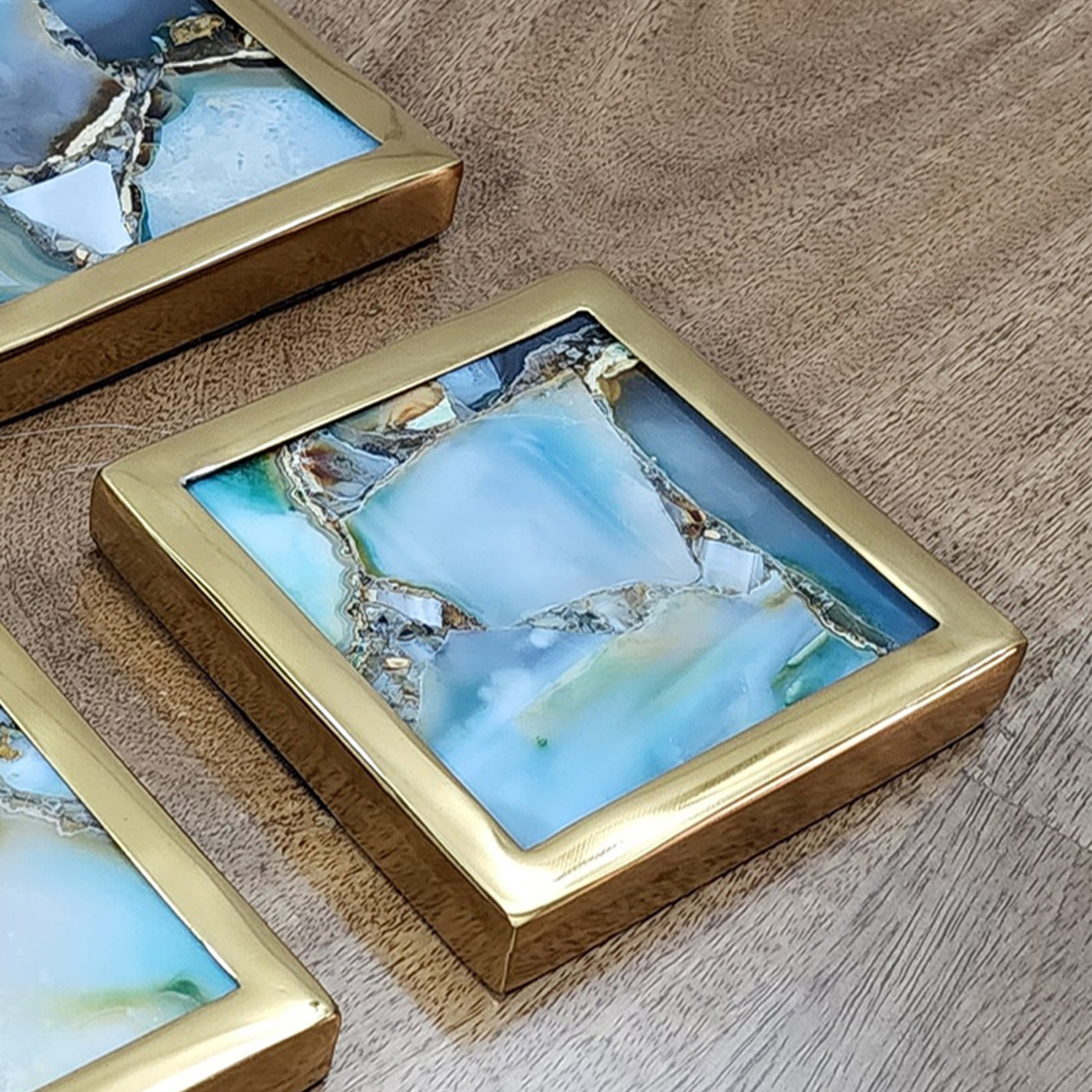 Even Blue  Smoky Quartz Coasters Set of 4