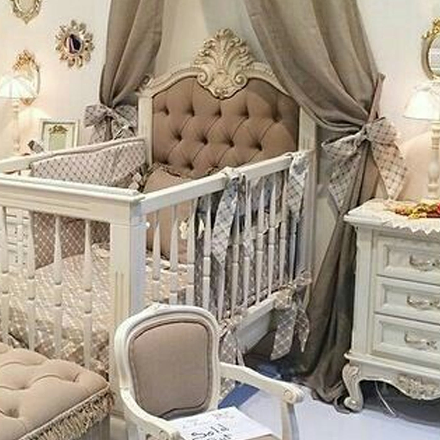 Arlette Canopy "Beige" - Children's room - Baby cot Cribs Beds