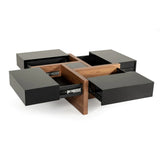 Arian Brown Square Modern Coffee Tables With 4 Drawers