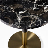 Emilio Round Black Marble Top Metal Golden Base Side Tables