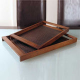 Jaden Large Walnut Serving Tray with Handles and Maple Accents