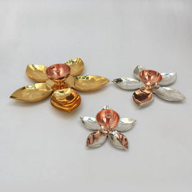 Youth Brass Copper Lotus Flower Petals Kamal Shape Metal Akande Diya Serveware