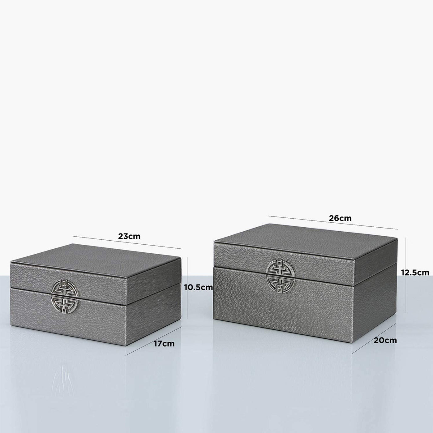 kavain Gray Leather Boxes Set of 3