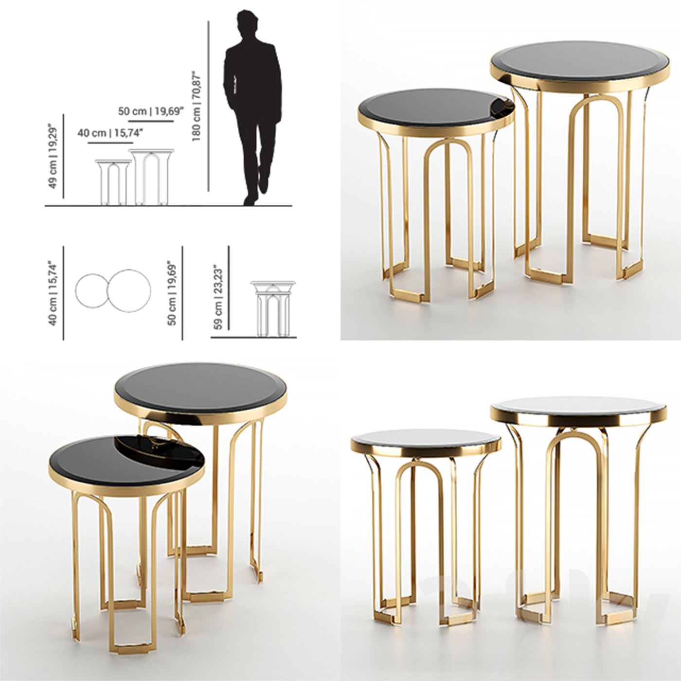 Evenson Modern Styles Gold Side Table Set Of 2