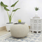 Everett Natural Round Cotton Knitted Dining Benches